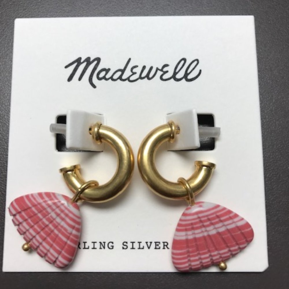 MADEWELL Stone Shell Charm Mini Hoop Earrings